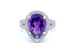 Deep Purple Amethyst Diamond Ring