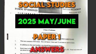 Social Studies 2025 May/June Paper 1 Answers | CSEC