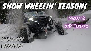 Can Am Maverick R in the SNOW! Bob is back and we are wheelin!