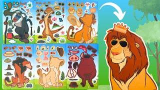 Disney THE LION KING Movie DIY Make a Face Stickers Activity with Simba, Nala, Timon, Pumba