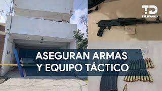 Aseguran armas y equipo táctico tras cateo en la colonia Lucio Blanco en San Pedro