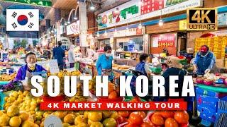 South Korea Walking Tour - Jeju Island Citrus & Seafood Market Walkthrough | 4K HDR 60fps