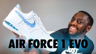 Nike Air Force 1 Evo White Uni Blue On Foot Sneaker Review QuickSchopes 694 Schopes HF3630 101