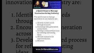 5 Quick Steps to Manage Innovation in Any Industry.