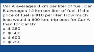How much less would a 600-km. trip cost for Car A than for Car B