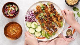 Easy Chicken Satay Skewers with Dipping Sauce | Khin's Kitchen