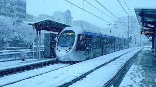 Snowy Cab Ride Athens Tram - 16.02.2021... Part 1: Syntagma - SEF - [378]