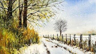 Atmospheric Step by Step Winter Landscape Watercolor Tutorial