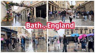 Bath , England In The Rain 2024 // Virtual walk Beautiful Historical City