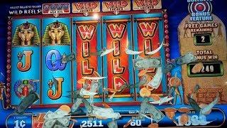 Ramses Gold Power Strike Slot Machine Bonus - 12 Free Games with Locked Wild Reels - Big Win