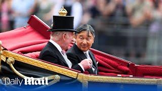 Japan's Emperor Naruhito arrives to greet King Charles in London during state visit