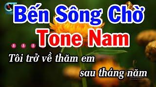 Karaoke Bến Sông Chờ Tone Nam || Đoản Khúc Lam Giang