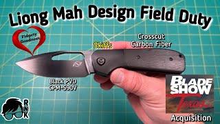 Unboxing a Blade Show Texas special Liong Mah find… black Crosscut carbon fiber Field Duty knife!