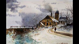 Watercolour Painting Tutorial by Javid -Snowy Scene