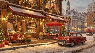 Smooth Winter Jazz Music in Nostalgic Snowfall Street  Instrumental Music for Coffee Shop Ambience