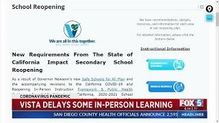 Vista School District Delays Some In-Person Learning