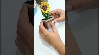 Sunflower with Pista shell craft / Flower craft ideas #diy #decor #craft #shorts