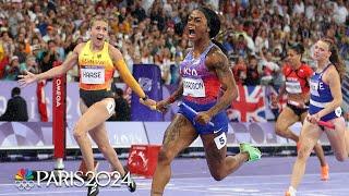 Team USA's win in the women's 4x100m relay final viewed up close | Paris Olympics | NBC Sports