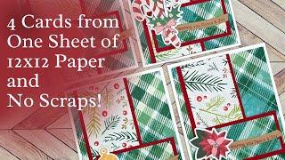 Quick Easy Christmas Cards from 12x12 Paper | Paper Busting Template