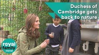 Duchess of Cambridge gets back to nature with adoring young fans