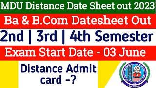 Mdu Ba distance date sheet 2023 | Mdu Ba & Bcom DDE Datesheet 2023 | Mdu distance Reappear datesheet