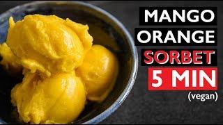 5 MIN Sorbet vegan recipe | HOW TO MAKE ORANGE MANGO ICED DESSERT