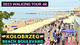 Kolobrzeg Polen 2024 - Kolberg Polen Sommer, Strand, Spaziergang in 4K entlang der Strandpromenade