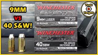 Which SILVER Takes The GOLD?...9MM vs 40 S&W Winchester Silvertip Self-Defense AMMO Test!