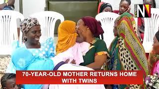 70 year old mother returns home with twins