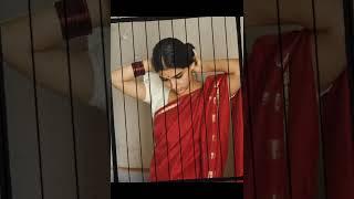 #anaswara_rajan Onam Red Saree Look  #anaswara