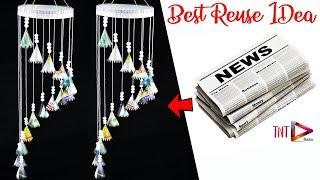 How To Make Newspaper Wind Chime | Newspaper Wall Hanging | Newspaper Home Decor Craft