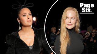 Nicole Kidman seemingly pushes Salma Hayek away during tense moment at Balenciaga fashion show