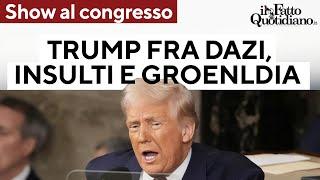 Trump show al congresso Usa: dazi, Groenlandia, insulti ai democratici (sottotitoli italiano)