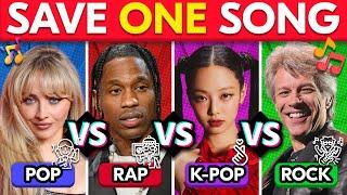 POP vs RAP vs KPOP vs ROCK - Save One Song | Music Quiz