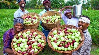 OIL BRINJAL | Ennai Kathirikkai with Tomato Soup | Village Vegan Recipe | Simple Eggplant Recipe