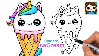 How to Draw a Unicorn Ice Cream Cone | Ice Cream-icorn 