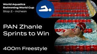  Pan Zhanle Sprinting to the Finish of Men's 400m Freestyle at Swimming World Cup 2024 in Incheon