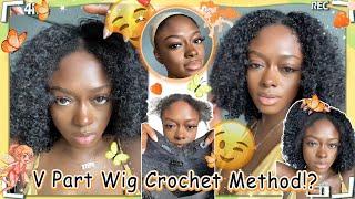 Tired Of Lace?Install Glueless V Part Wig | Crochet Mini Leave Out Method Ft. #Elfinhair