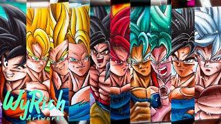 [ASMR] Drawing GOKU in EVERY Form!!! - Dragon Ball Sketchbook Compilation | WyRich