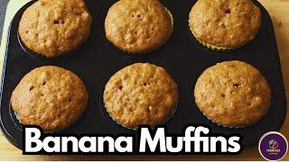 Quick and Moist Banana Muffins | Easy Banana Walnut Muffins Recipe | Muffin Recipe