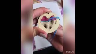 How to cross stitch a wooden heart keyring