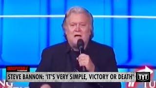 WATCH: Steve Bannon Unleashes MAGA Rage, Shouts 'Victory Or Death' Before Prison Sentence