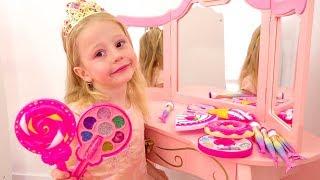 Nastya playing with make up toys and dress up