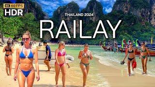  4K HDR | Walking Railay Beach in Krabi Thailand 2024 | BEST Place in the World