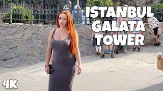 [4K]  Istanbul Walk Galata Tower : Walking Tour