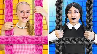 Rich Barbie vs Broke Wednesday Addams in Jail! Awesome Parenting Hacks by Crafty Hype Plus