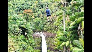 Big Island Hawaii Zipline Experience 450' Over Kolekole Falls Waterfall Video Review How to