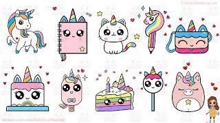 10 Easy Unicorn Drawings Video Collection for Kids | 80 Minutes Long Drawing Video Sunday Special