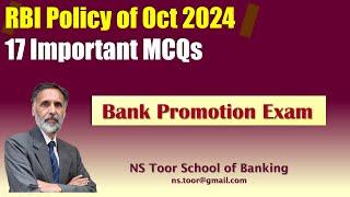 Bank Promn Exam - RBI Monetary Policy Oct 2024 - Imp MCQs #nstoor