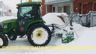 John Deere 4066R Tractor Working with Pronovost Snow Blower From The JR SNOW Fleet (Like A Boss!!)